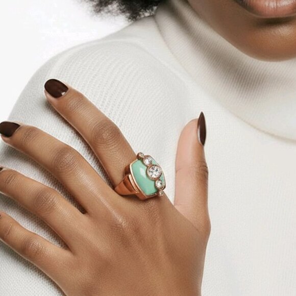 Lia Sophia Jewelry - Lia Sophia Chunky Gold Ring Turquoise & Rhinestones